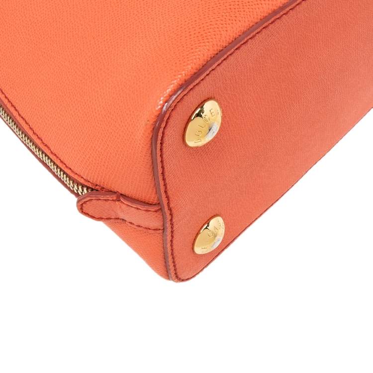 Pre Owned Dolce & Gabbana Coral Orange Leather Megan Dome Satchel