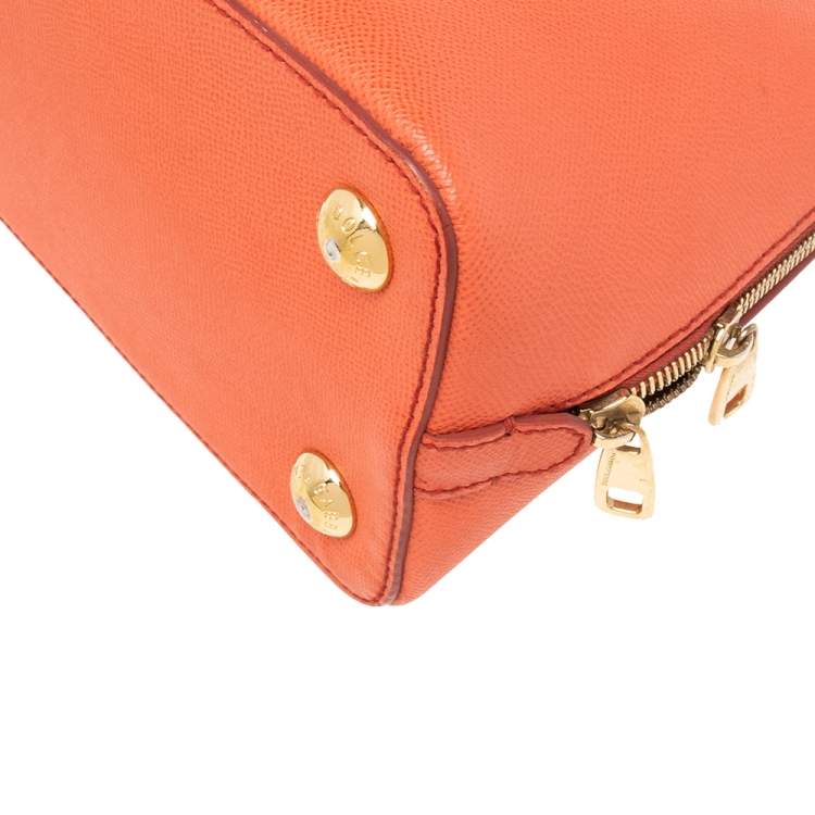 Pre Owned Dolce & Gabbana Coral Orange Leather Megan Dome Satchel