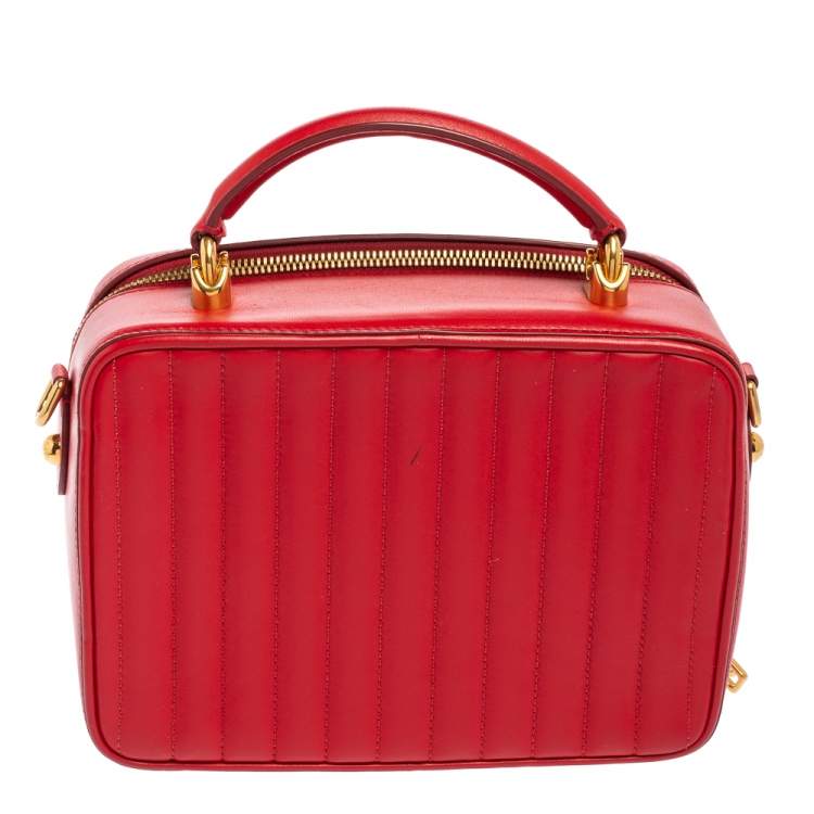 Pre Owned Dolce & Gabbana Red Leather DG Girls Top Handle Bag