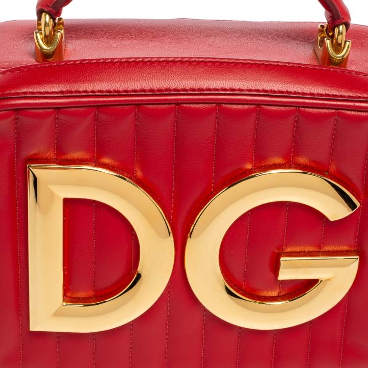Pre Owned Dolce & Gabbana Red Leather DG Girls Top Handle Bag