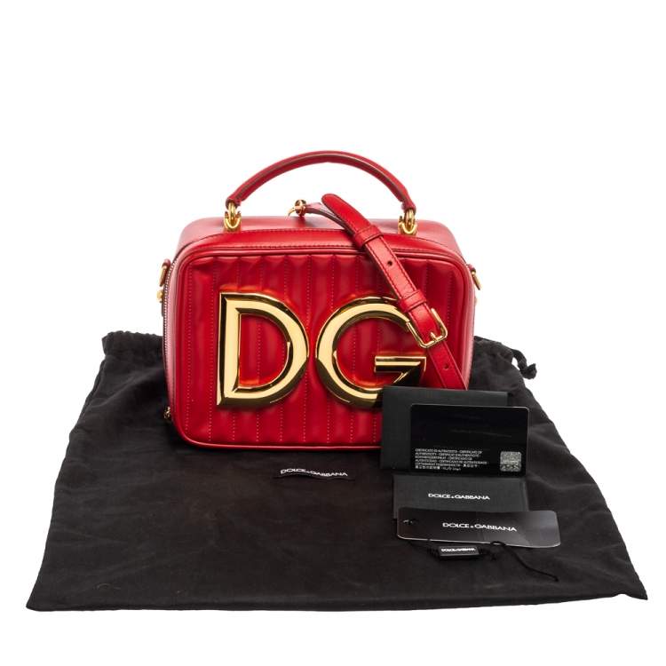Pre Owned Dolce & Gabbana Red Leather DG Girls Top Handle Bag
