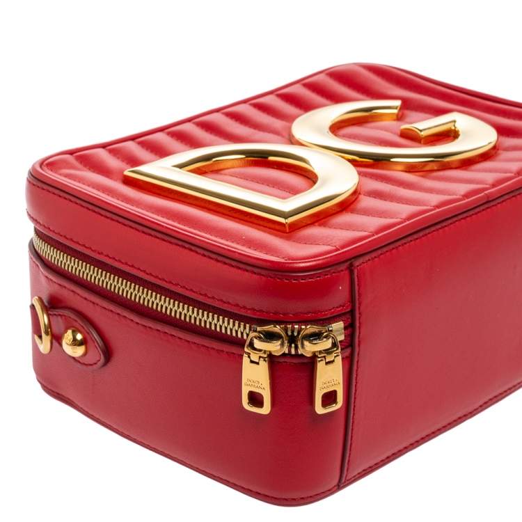 Pre Owned Dolce & Gabbana Red Leather DG Girls Top Handle Bag