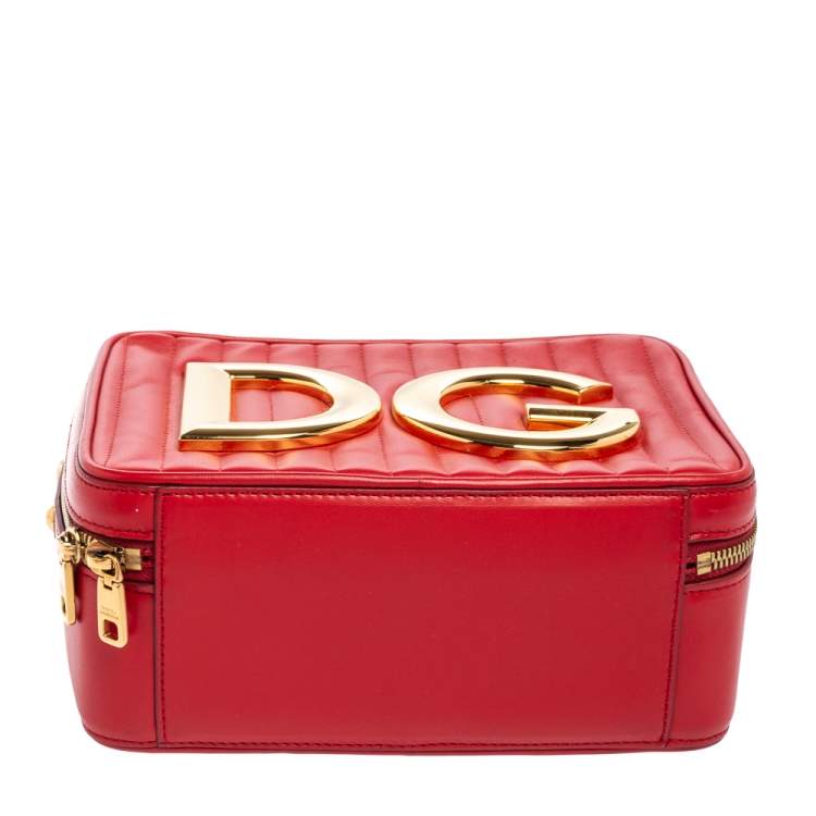 Pre Owned Dolce & Gabbana Red Leather DG Girls Top Handle Bag