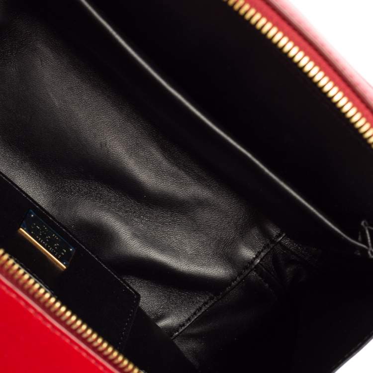 Pre Owned Dolce & Gabbana Red Leather DG Girls Top Handle Bag