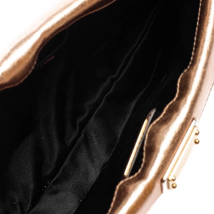 Pre Owned Dolce & Gabbana Metallic Rose Gold Leather Miss Always Clutch