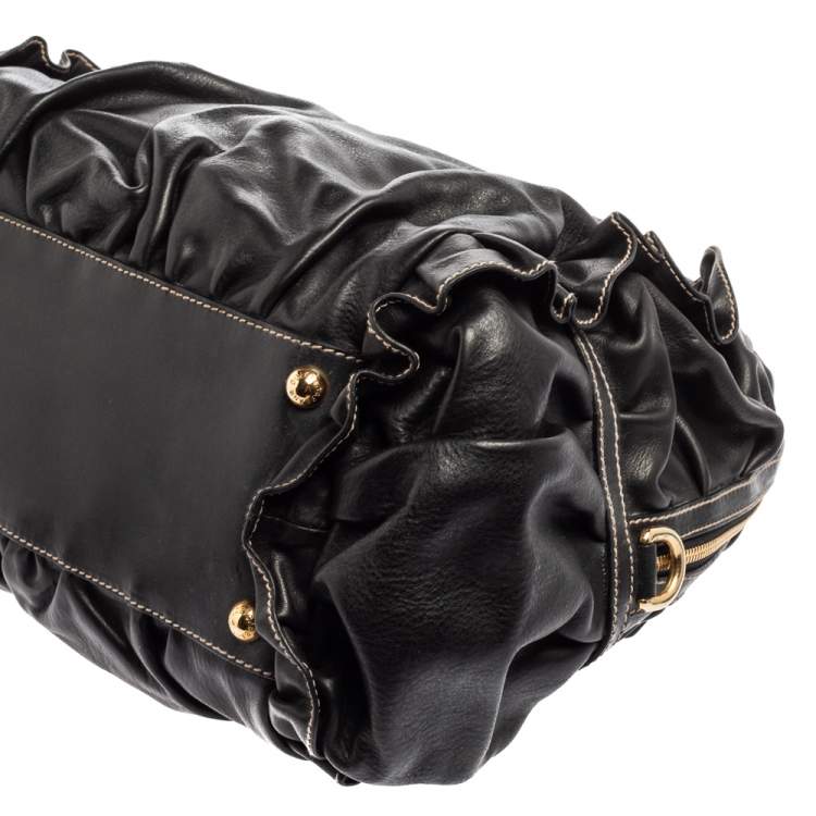 Pre Owned Dolce & Gabbana Black Leather Miss Rouche Satchel