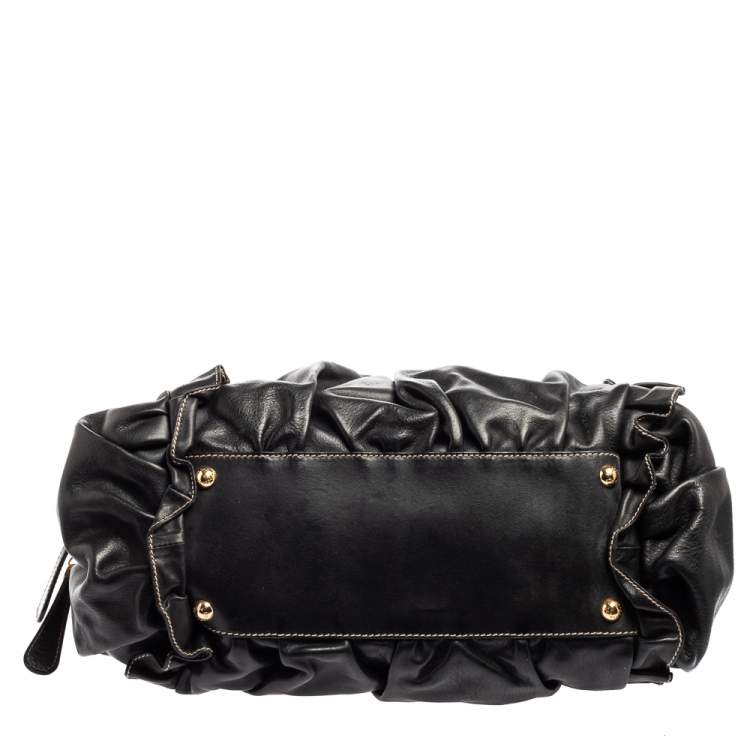 Pre Owned Dolce & Gabbana Black Leather Miss Rouche Satchel