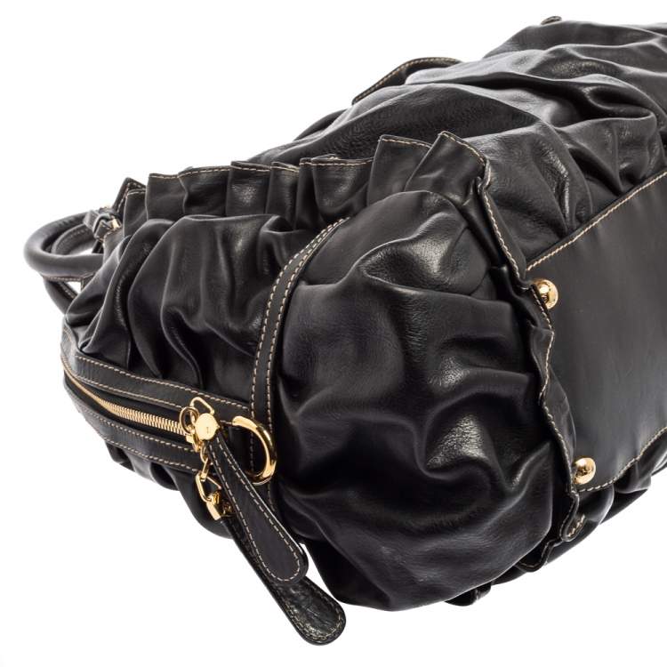 Pre Owned Dolce & Gabbana Black Leather Miss Rouche Satchel