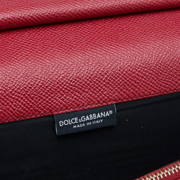 Pre Owned Dolce & Gabbana Red Leather Chain Clutch Bag