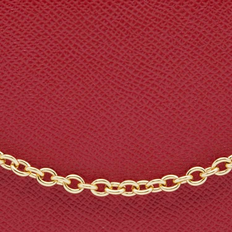 Pre Owned Dolce & Gabbana Red Leather Chain Clutch Bag