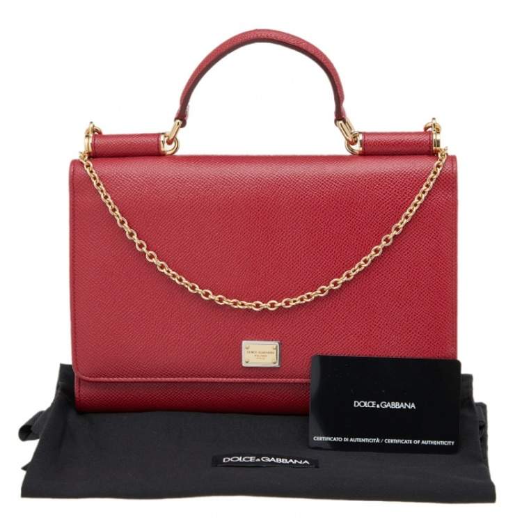 Pre Owned Dolce & Gabbana Red Leather Chain Clutch Bag