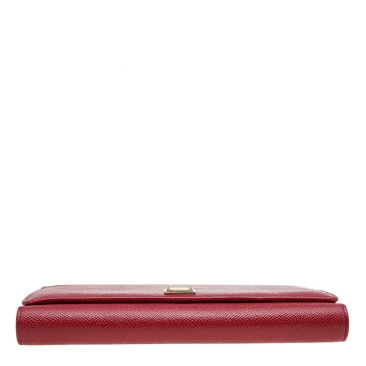 Pre Owned Dolce & Gabbana Red Leather Chain Clutch Bag