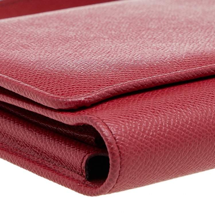 Pre Owned Dolce & Gabbana Red Leather Chain Clutch Bag