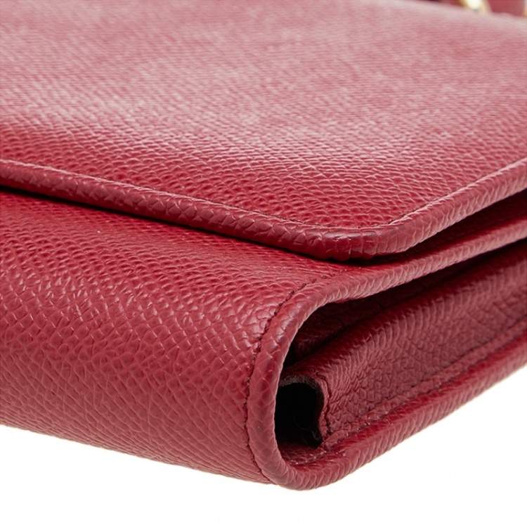 Pre Owned Dolce & Gabbana Red Leather Chain Clutch Bag