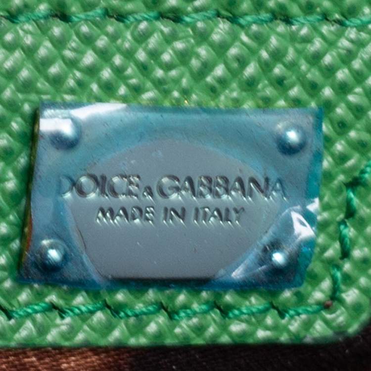 Pre Owned Dolce & Gabbana Green Leather Miss Sicily Medium Top Handle Bag 