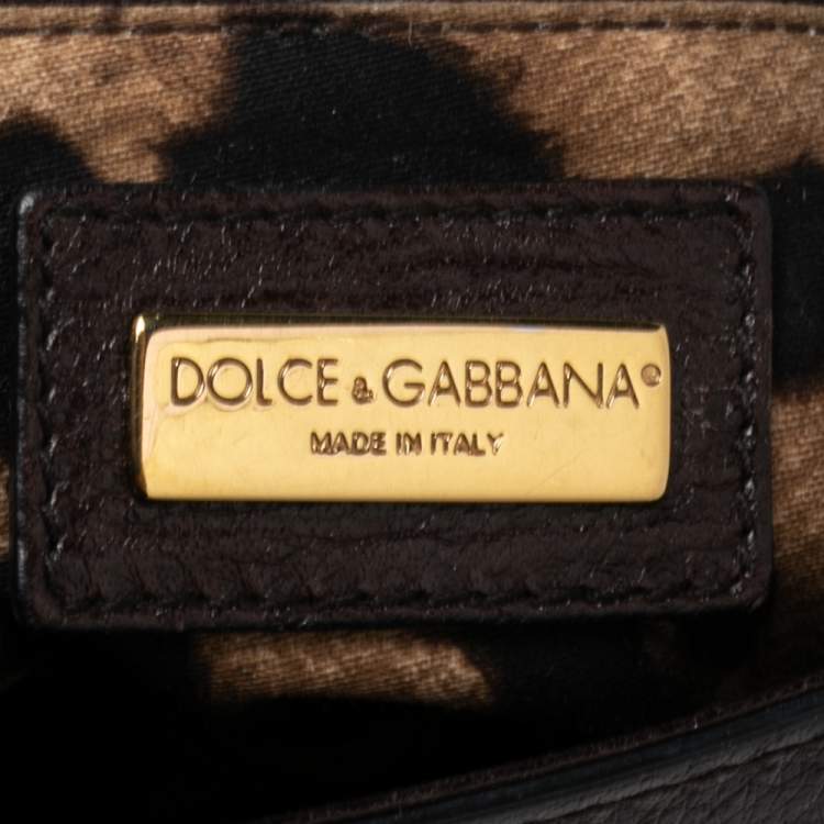مملوكة مسبقًا Dolce & Gabbana Dark Brown Leather Large Miss Sicily Top Handle Bag