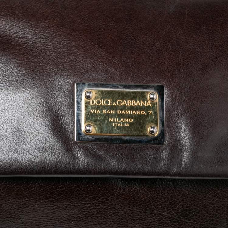 مملوكة مسبقًا Dolce & Gabbana Dark Brown Leather Large Miss Sicily Top Handle Bag