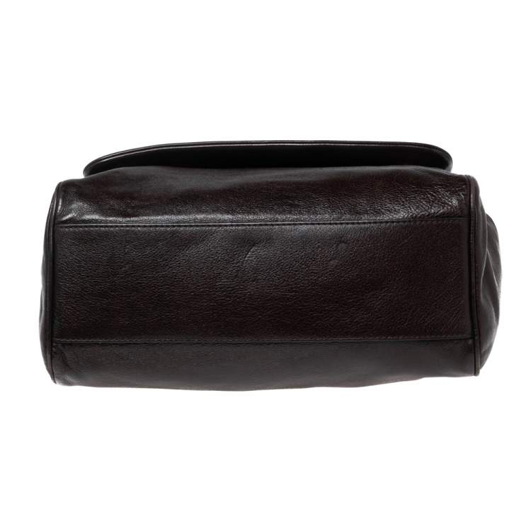 مملوكة مسبقًا Dolce & Gabbana Dark Brown Leather Large Miss Sicily Top Handle Bag