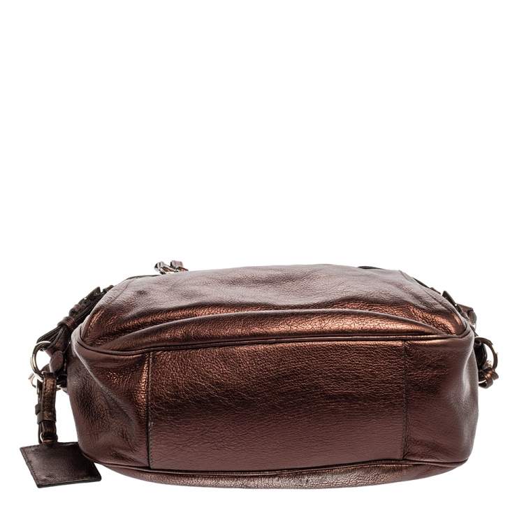 Pre Owned Dolce & Gabbana Metallic Brown Leather Miss Hug Shoulder Bag