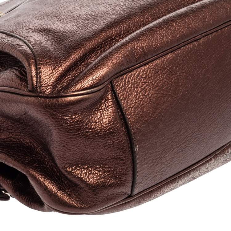 Pre Owned Dolce & Gabbana Metallic Brown Leather Miss Hug Shoulder Bag