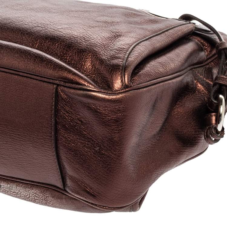 Pre Owned Dolce & Gabbana Metallic Brown Leather Miss Hug Shoulder Bag