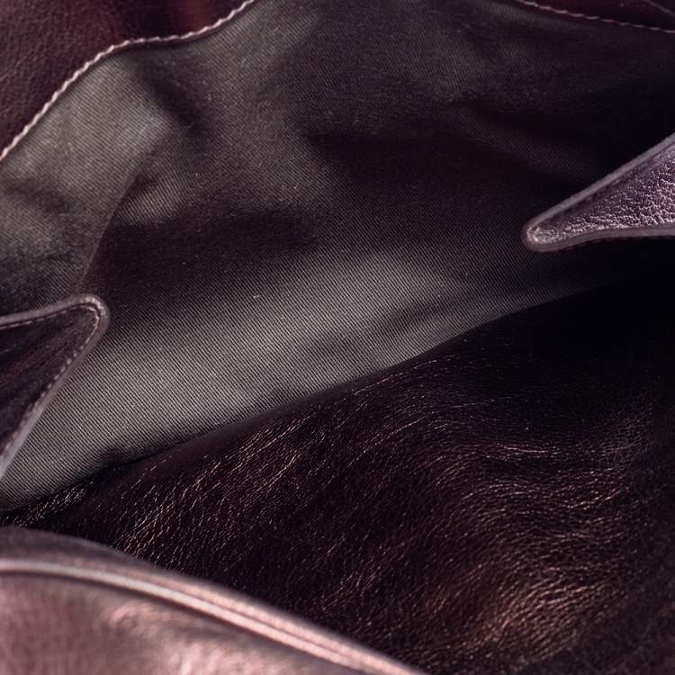 Pre Owned Dolce & Gabbana Metallic Brown Leather Miss Hug Shoulder Bag