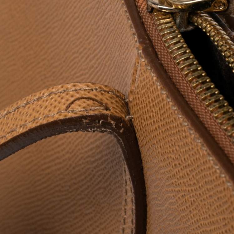 Pre Owned Dolce & Gabbana Tan Leather Miss Escape Top Zip Shopper Tote