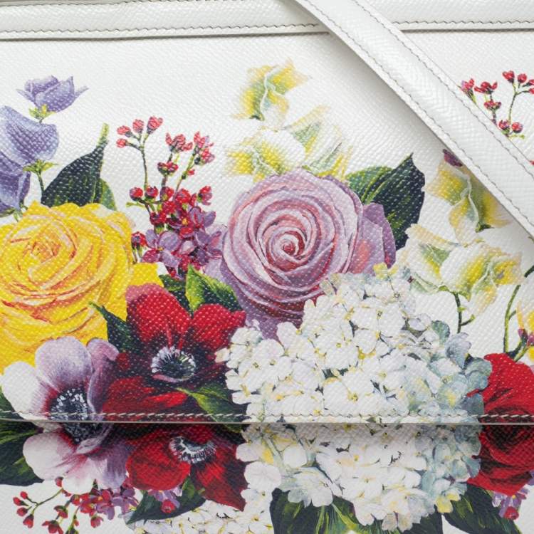 Pre Owned Dolce & Gabbana Multicolor Floral Print Leather Medium Miss Sicily Top Handle Bag
