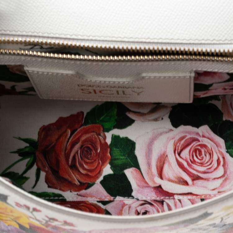 Pre Owned Dolce & Gabbana Multicolor Floral Print Leather Medium Miss Sicily Top Handle Bag
