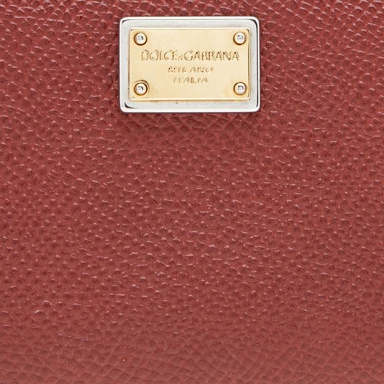 مملوكة مسبقًا Dolce & Gabanna Rust Leather Zip Coin Purse