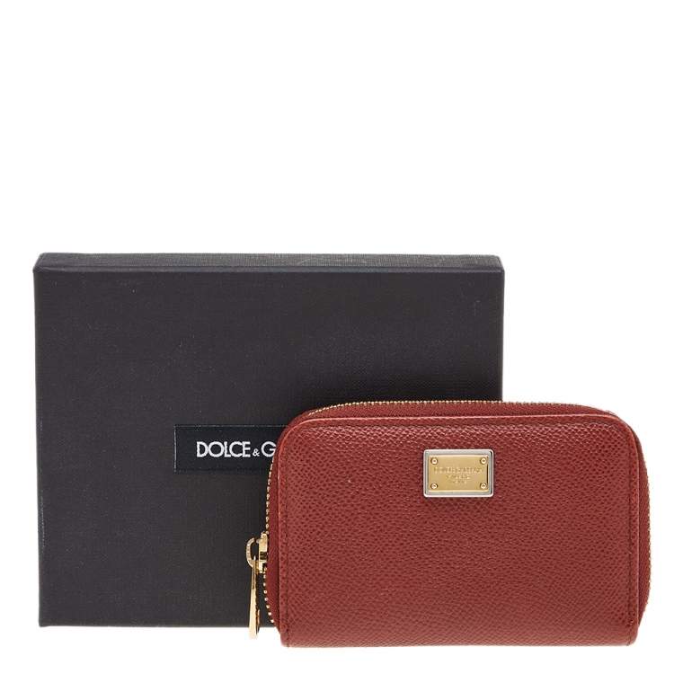 م�ملوكة مسبقًا Dolce & Gabanna Rust Leather Zip Coin Purse