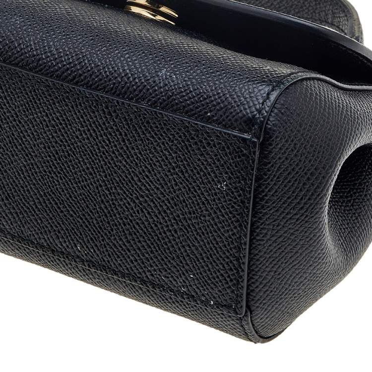 Pre Owned Dolce & Gabbana Black Leather Small Miss Sicily Top Handle Bag