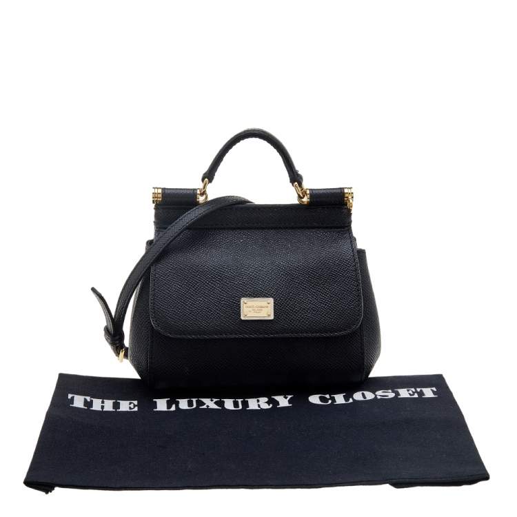 Pre Owned Dolce & Gabbana Black Leather Small Miss Sicily Top Handle Bag