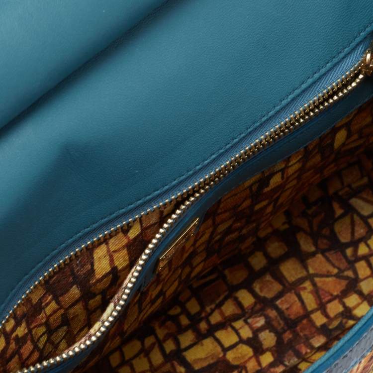Pre Owned Dolce & Gabbana Multicolor Fabric and Snakeskin Ancient Opulence Printed Medium Miss Sicily Bag