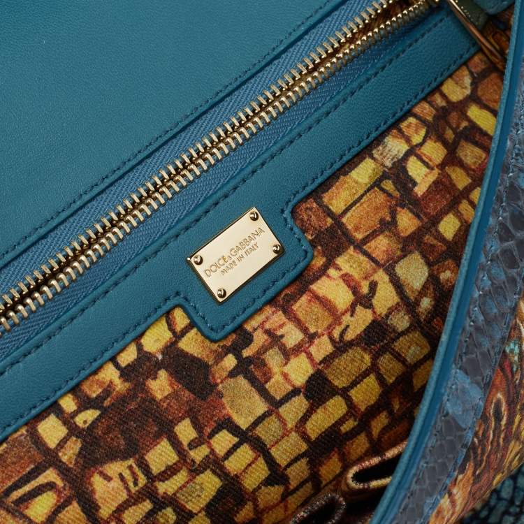 Pre Owned Dolce & Gabbana Multicolor Fabric and Snakeskin Ancient Opulence Printed Medium Miss Sicily Bag