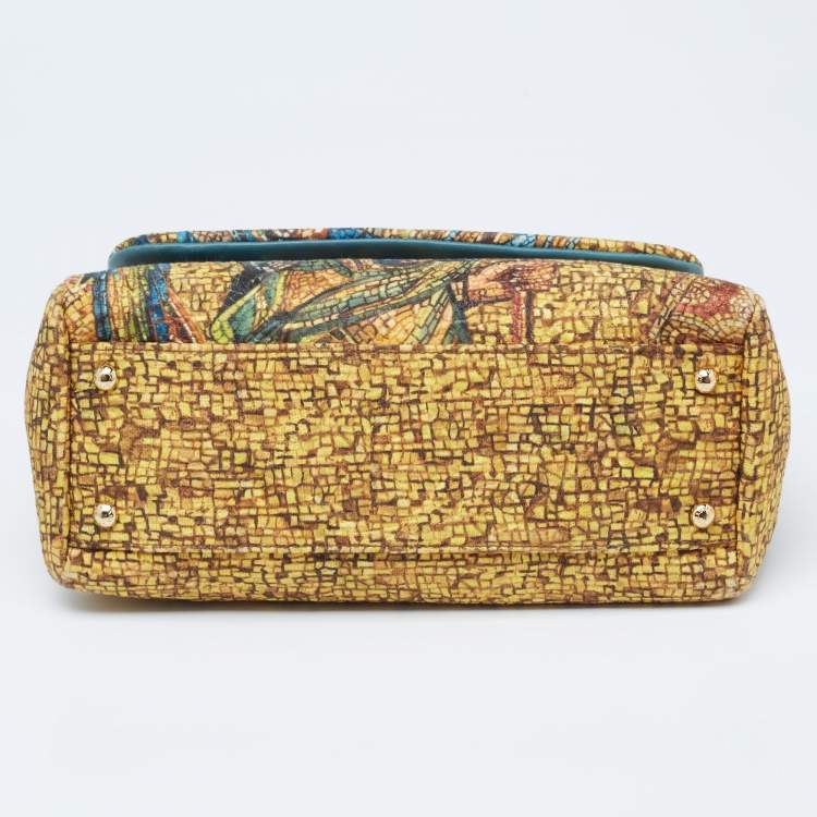 Pre Owned Dolce & Gabbana Multicolor Fabric and Snakeskin Ancient Opulence Printed Medium Miss Sicily Bag