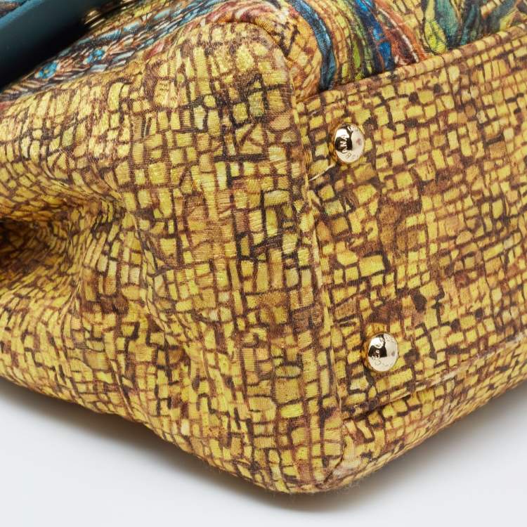 Pre Owned Dolce & Gabbana Multicolor Fabric and Snakeskin Ancient Opulence Printed Medium Miss Sicily Bag