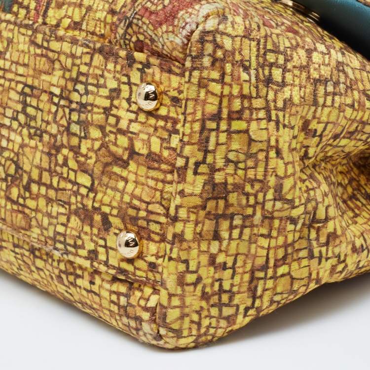 Pre Owned Dolce & Gabbana Multicolor Fabric and Snakeskin Ancient Opulence Printed Medium Miss Sicily Bag