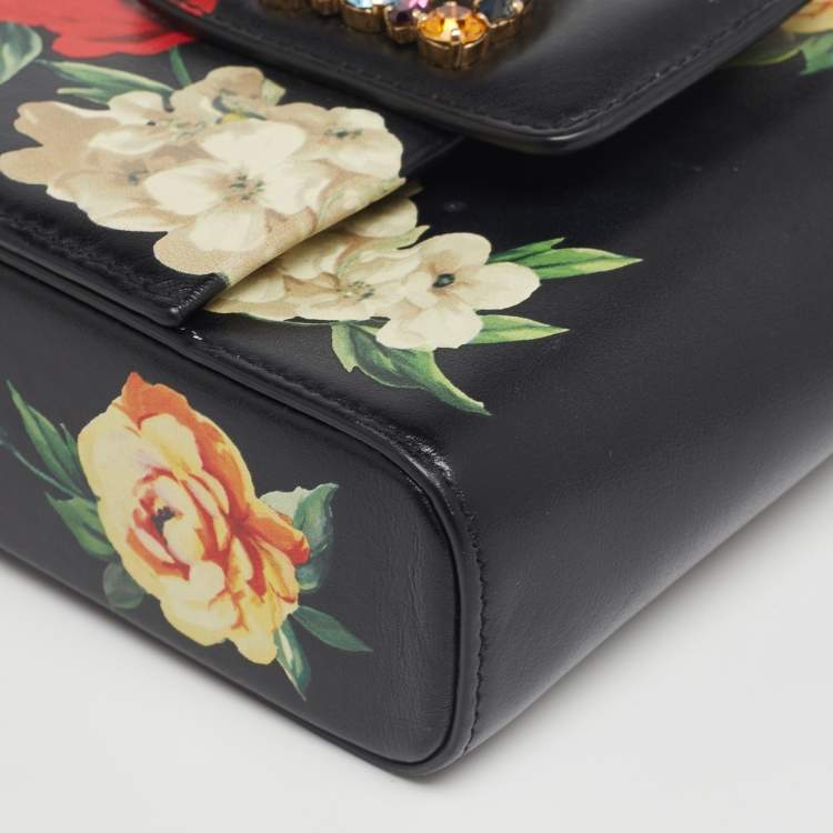 Pre Owned Dolce & Gabbana Black Leather Mini DG Millennials Flap Shoulder Bag