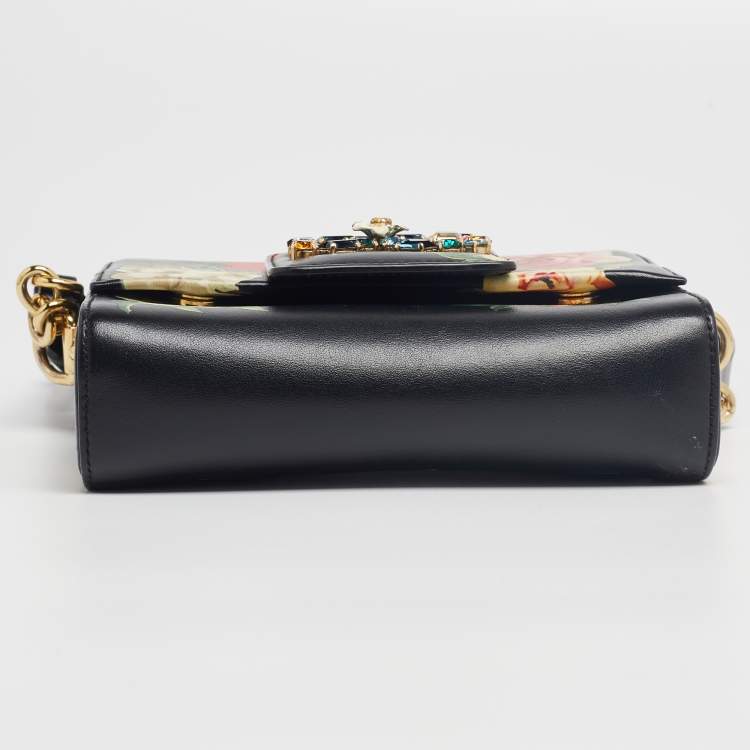 Pre Owned Dolce & Gabbana Black Leather Mini DG Millennials Flap Shoulder Bag