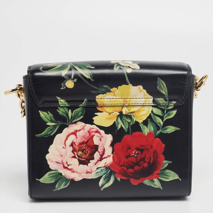 Pre Owned Dolce & Gabbana Black Leather Mini DG Millennials Flap Shoulder Bag