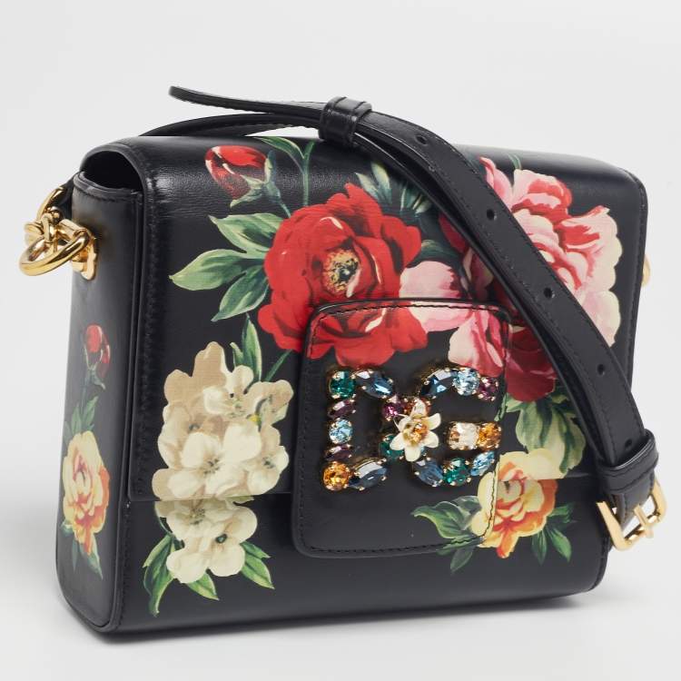 Pre Owned Dolce & Gabbana Black Leather Mini DG Millennials Flap Shoulder Bag