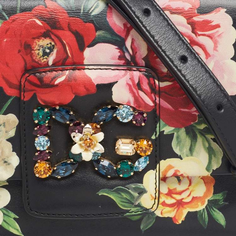 Pre Owned Dolce & Gabbana Black Leather Mini DG Millennials Flap Shoulder Bag