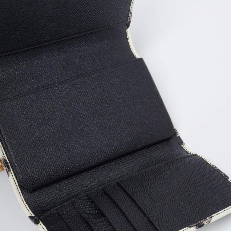 مملوكة مسبقًا Dolce & Gabbana White/Black Polka Dot Leather Miss Sicily Von Wallet on Chain