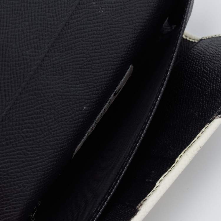 مملوكة مسبقًا Dolce & Gabbana White/Black Polka Dot Leather Miss Sicily Von Wallet on Chain