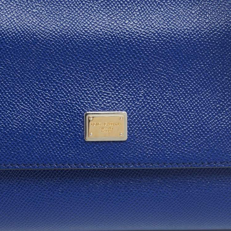 Pre Owned Dolce & Gabbana Blue Leather Small Miss Sicily Top Handle Bag