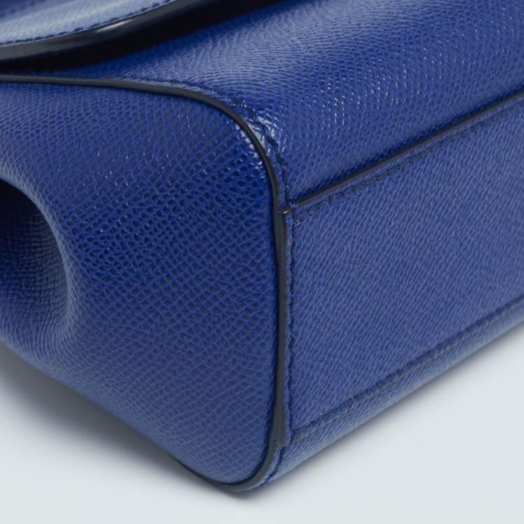 Pre Owned Dolce & Gabbana Blue Leather Small Miss Sicily Top Handle Bag