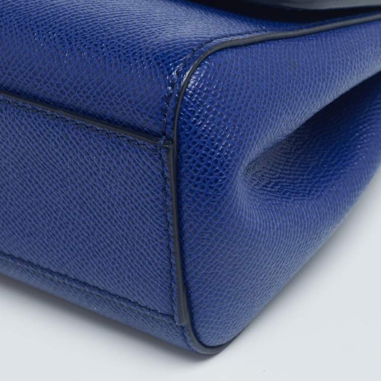 Pre Owned Dolce & Gabbana Blue Leather Small Miss Sicily Top Handle Bag