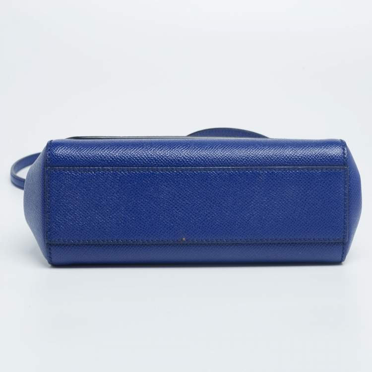 Pre Owned Dolce & Gabbana Blue Leather Small Miss Sicily Top Handle Bag