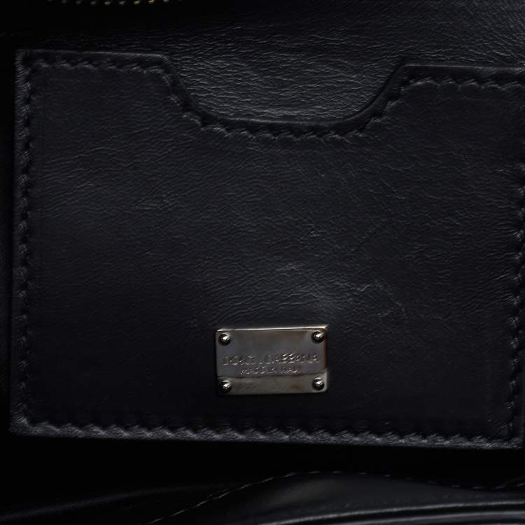 Pre Owned Dolce & Gabbana Black/Grey Snakskin Medium Miss Sicily Top Handle Bag
